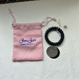 Tory Burch BonBon Charm Bracelet Spicy Salty Licorice Twist Black Silver Slip on